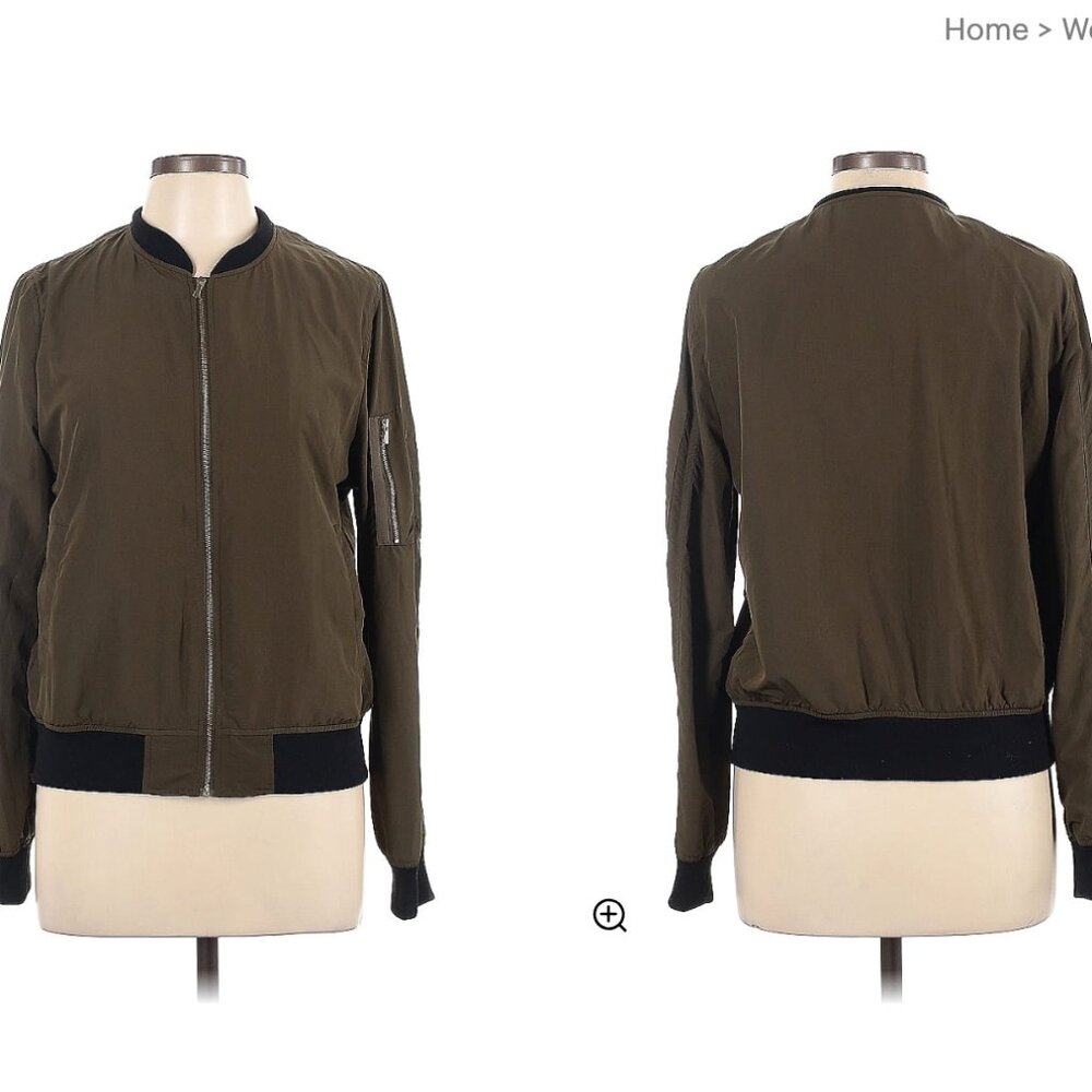 Zara Basic Bomber Green Jacket Lightweight - Size… - image 2
